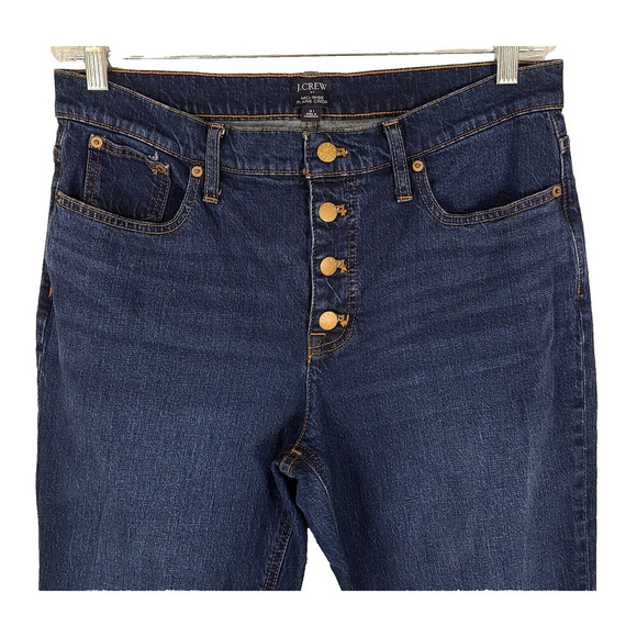 J Crew Jeans Wide Leg Size 31 Mid Rise Flare Crop Button Fly Dark Blue BJ825 - Picture 3 of 12